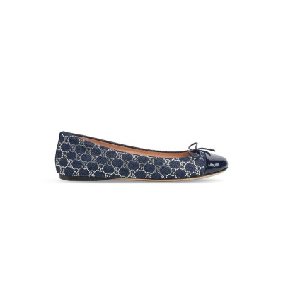 GUCCI GG CRYSTAL BALLET FLATS IN DENIM 840754